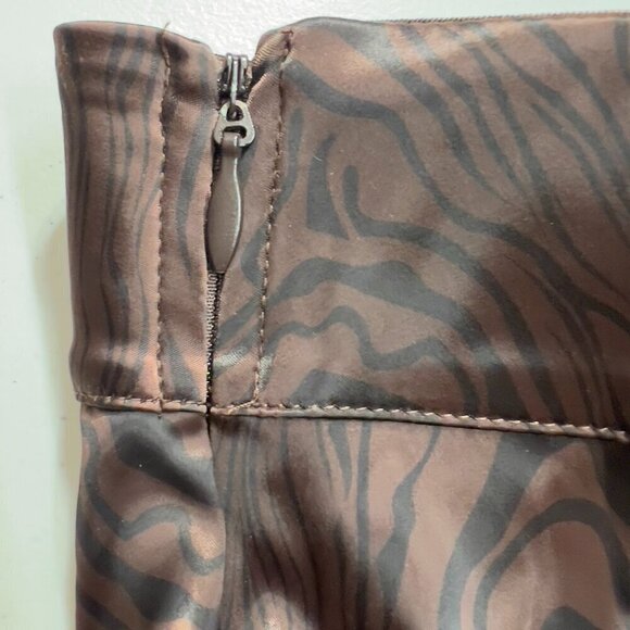 Maniere De Voir High Waisted Ruched Brown Satin Leopard Pants  Women's US 10 - Picture 11 of 13